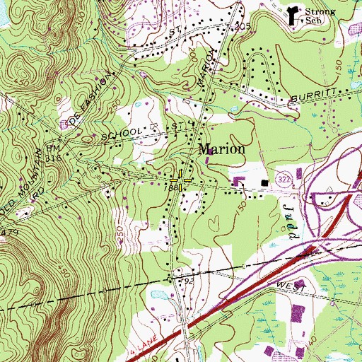 Topographic Map of Marion, CT