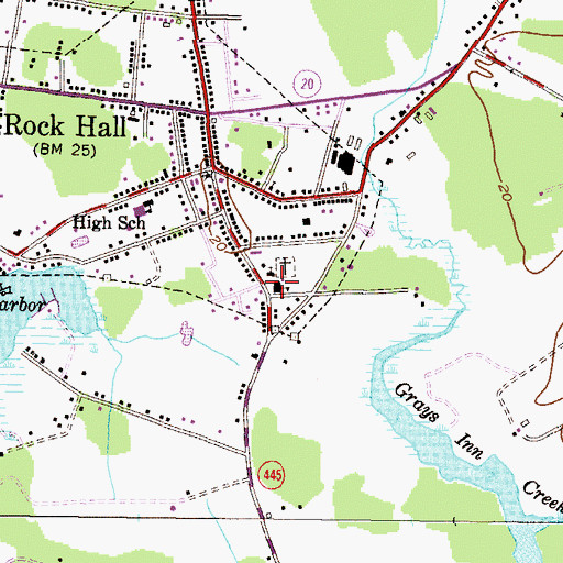 Topographic Map of Rock Hall Police Department, MD