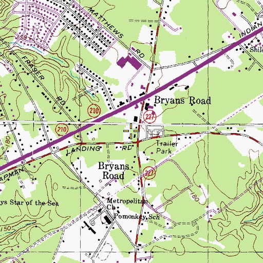 Topographic Map of Bryans Road Volunteer Fire Department and Rescue Squad, MD