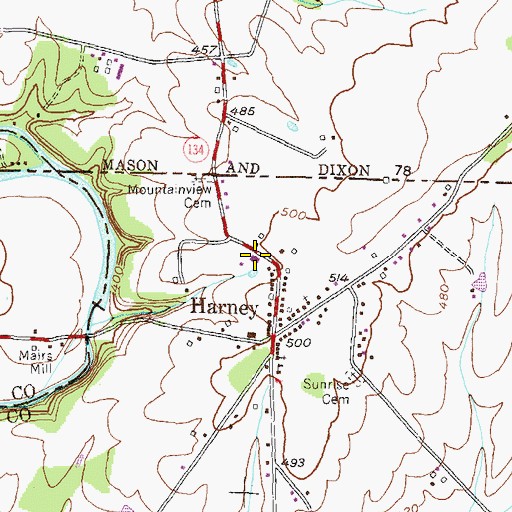 Topographic Map of Carroll County Fire Department Station 11 Harney Volunteer Fire Department, MD