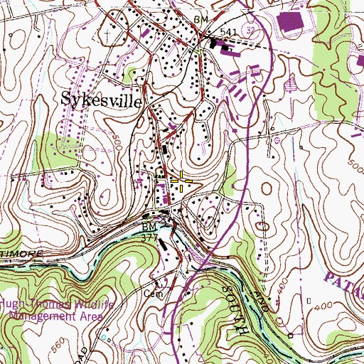 Topographic Map of Sykesville Police Department, MD