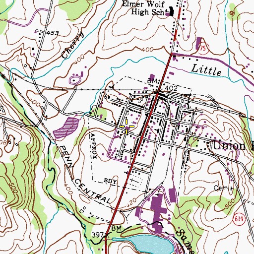 Topographic Map of Carroll County Fire Department Station 8 Union Bridge Fire Department, MD