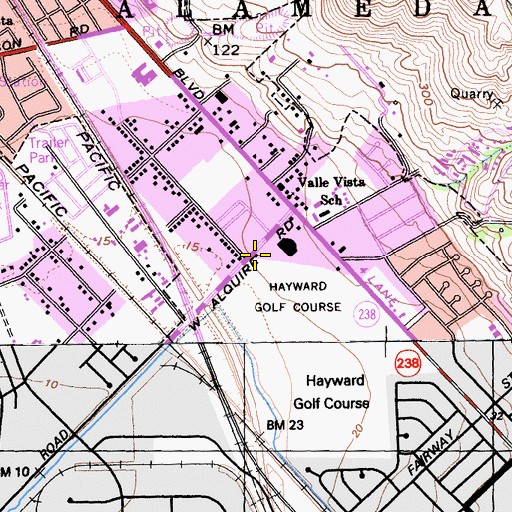 Topographic Map of South Hayward Church of Christ, CA