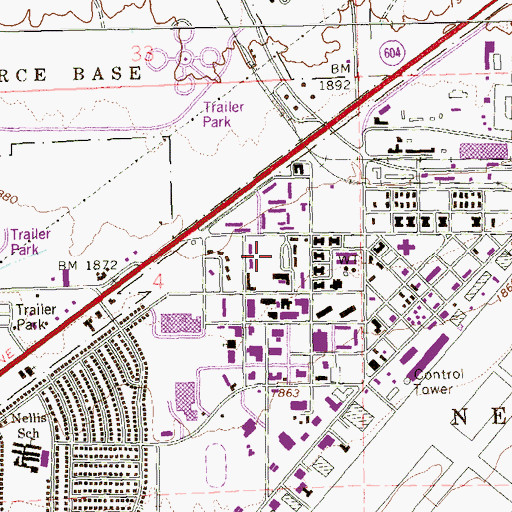 Topographic Map of Community College of Southern Nevada Nellis Air Force Base Center, NV