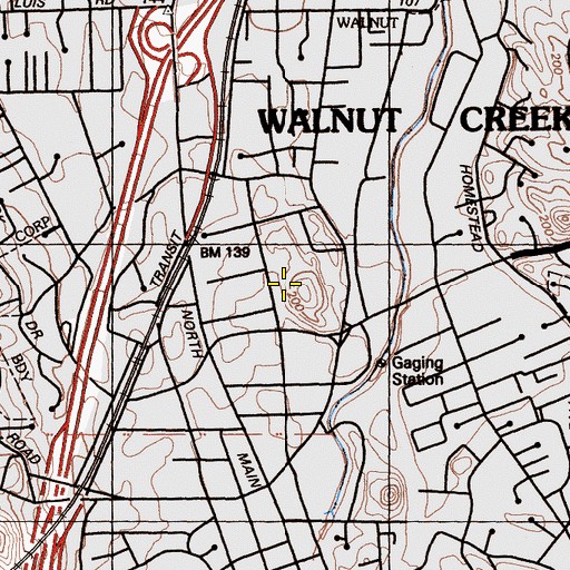 Topographic Map of Walnut Creek Post Office, CA