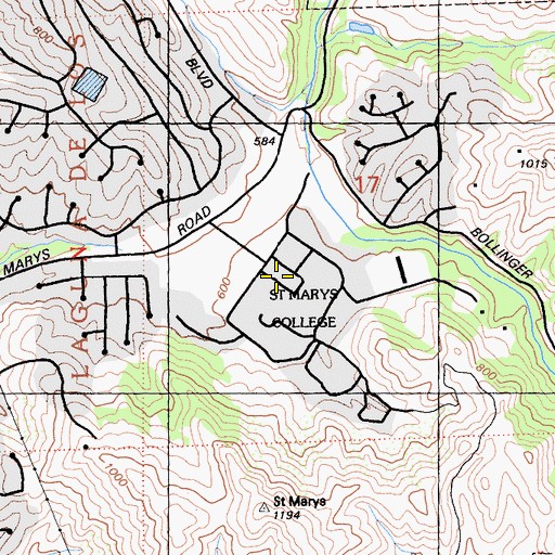 Topographic Map of Chapel Green, CA