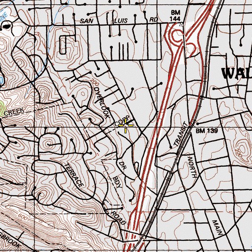 Topographic Map of Trinity Lutheran Church, CA