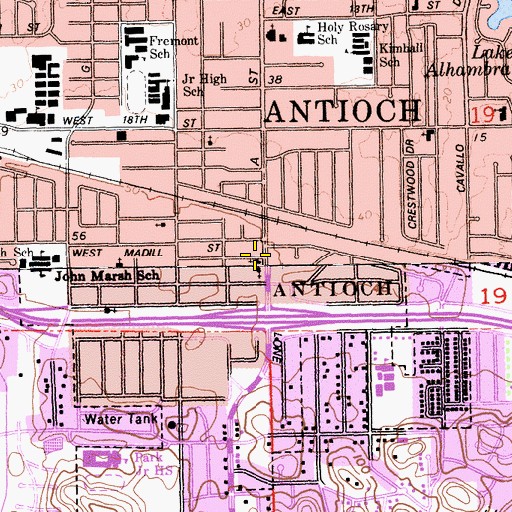 Topographic Map of Templo Santo Church, CA