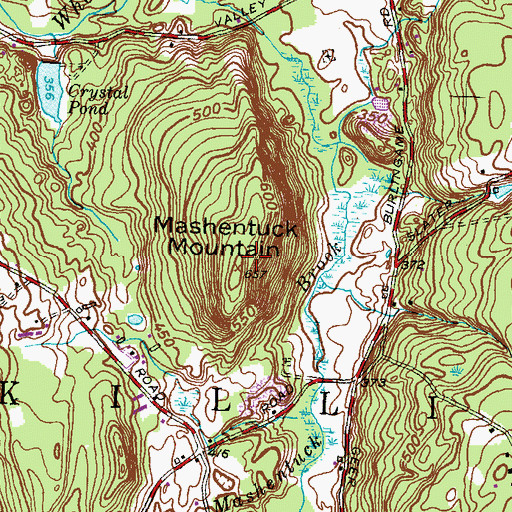 Topographic Map of Mashentuck Mountain, CT