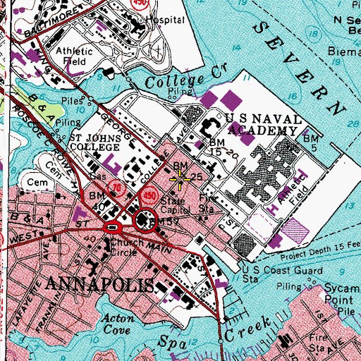 Topographic Map of Hammond-Harwood House, MD