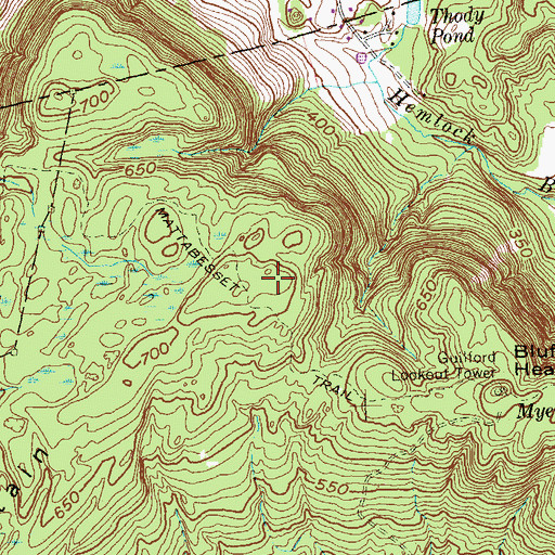 Topographic Map of Mattabesset Trail, CT