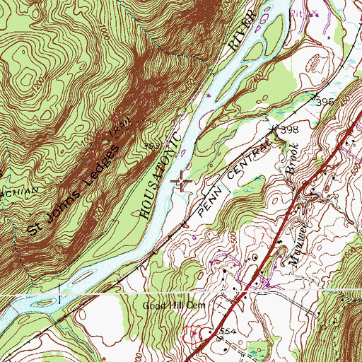 Topographic Map of Mauwee Brook, CT
