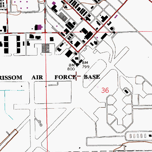 Topographic Map of Naval Air Station Bunker Hill (historical), IN