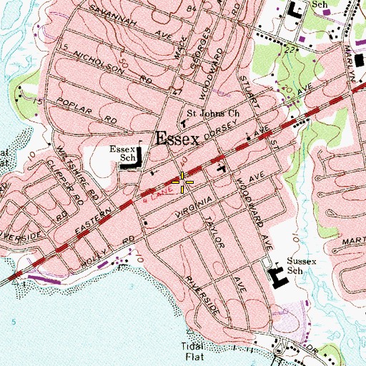 Topographic Map of Essex Post Office, MD