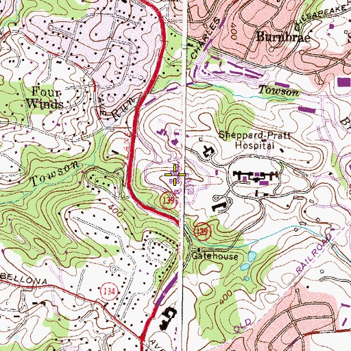 Topographic Map of Greater Baltimore Medical Center, MD