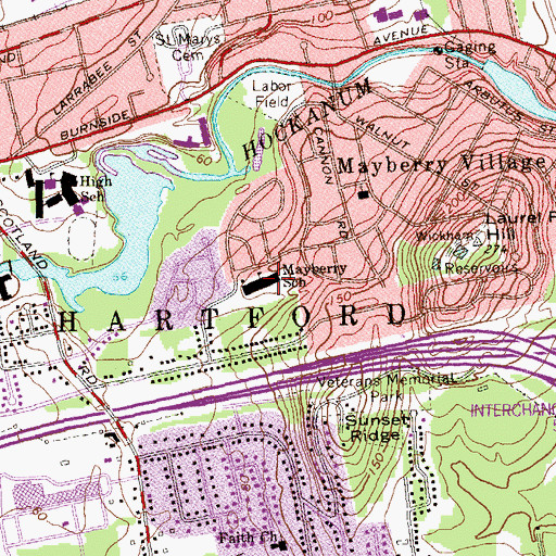 Topographic Map of Doctor Franklin H Mayberry School, CT