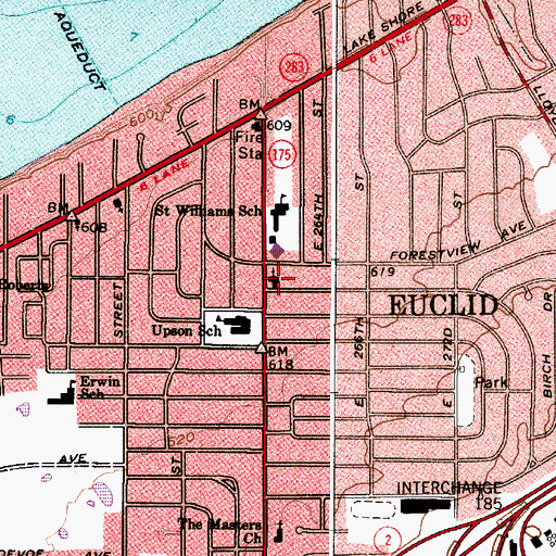 Topographic Map of Euclid Lutheran Church, OH