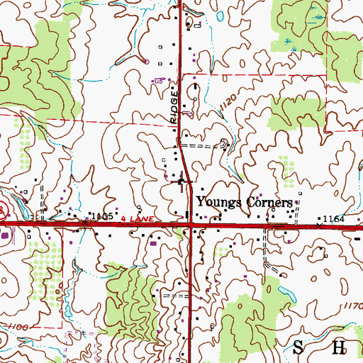 Topographic Map of Young's Corners Fellowship Church, OH
