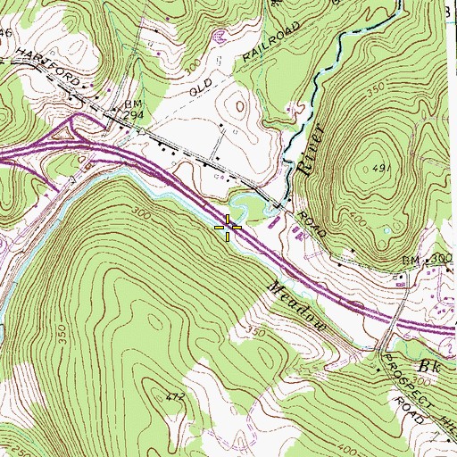 Topographic Map of Meadow Brook, CT