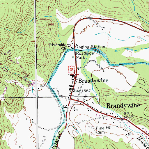 Topographic Map of Brandywine Elementary School, WV
