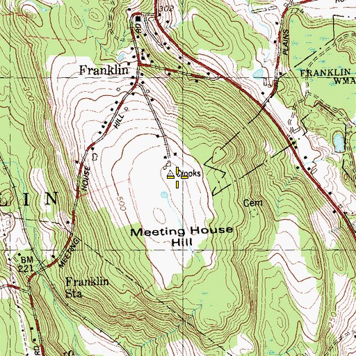 Topographic Map of Meeting House Hill, CT