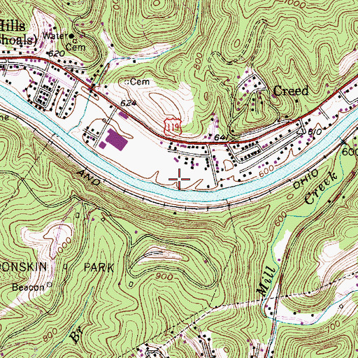 Topographic Map of Elk Elementary School, WV