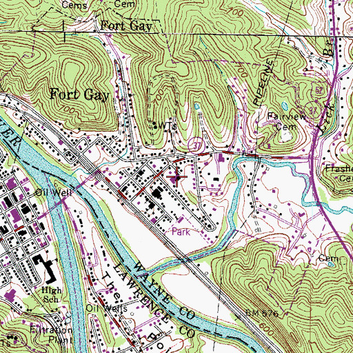 Topographic Map of Fort Gay Elementary School, WV