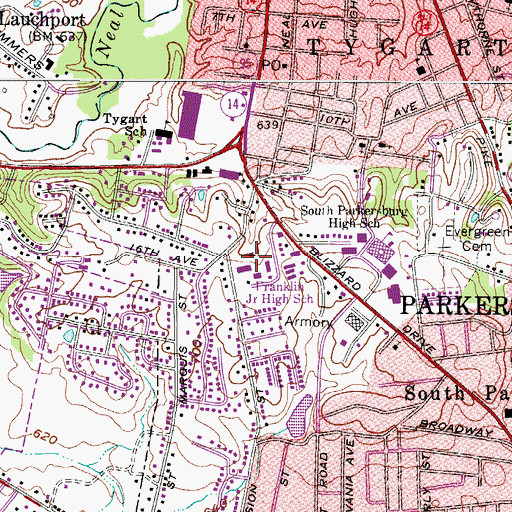 Topographic Map of Franklin Elementary School, WV