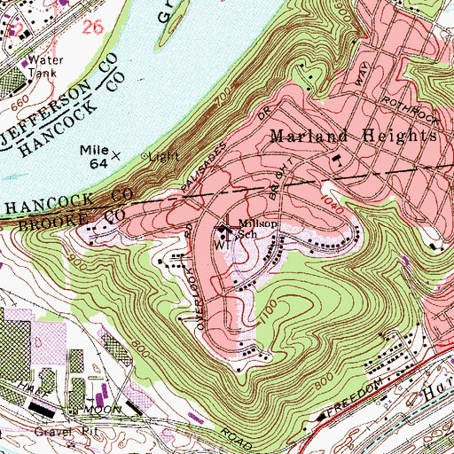 Topographic Map of Lauretta B Millsop Primary School, WV
