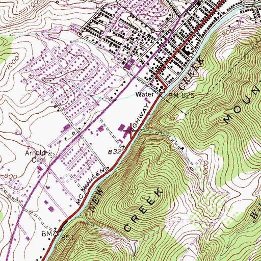 Topographic Map of Mineral County Technical Center, WV