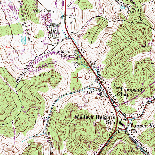 Topographic Map of Sissonville Middle School, WV