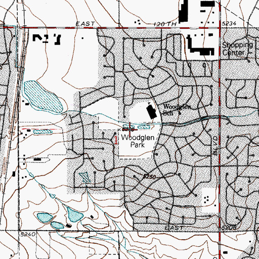 Topographic Map of Woodglen Park, CO