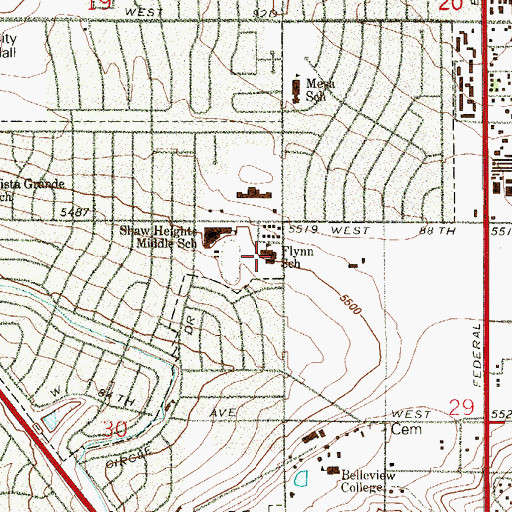 Topographic Map of Flynn Elementary School, CO