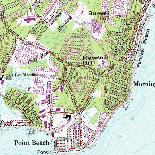Topographic Map of Merwin Hill, CT