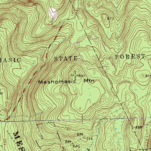 Topographic Map of Meshomasic Mountain, CT