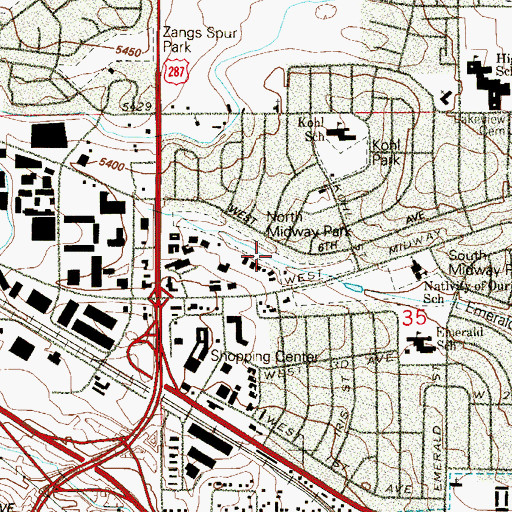 Topographic Map of North Midway Park, CO
