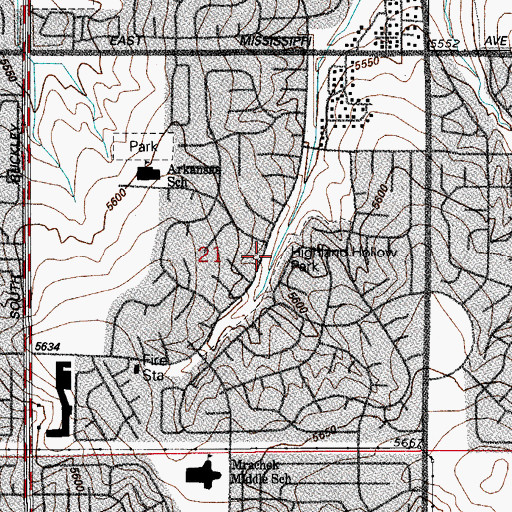Topographic Map of Highland Hollow Park, CO