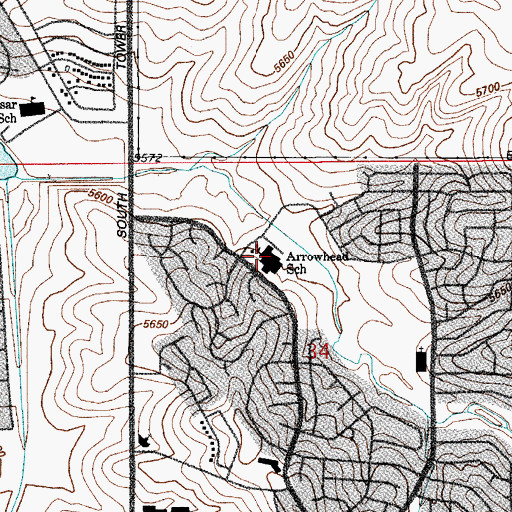 Topographic Map of Arrowhead Elementary School, CO