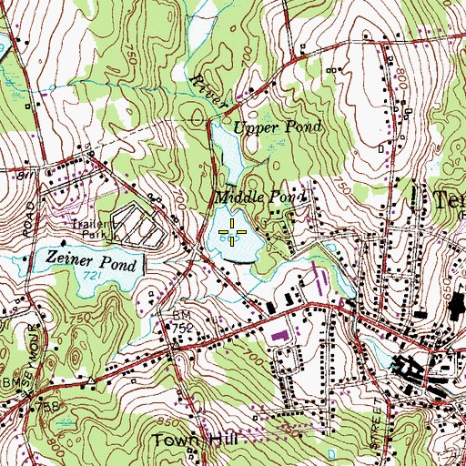 Topographic Map of Middle Pond, CT