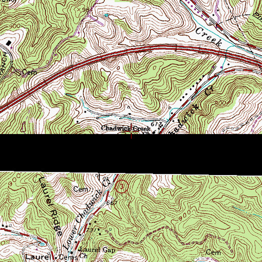 Topographic Map of Chadwick Creek (historical), KY