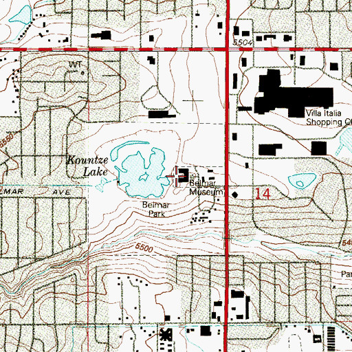 Topographic Map of Lakewood's Historical Belmar Village, CO