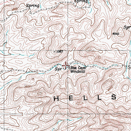 Topographic Map of Bee Cave Windmill, TX