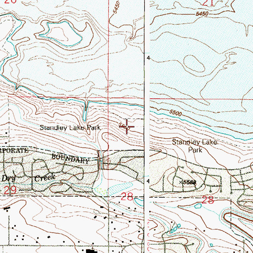 Topographic Map of Standley Lake Park, CO