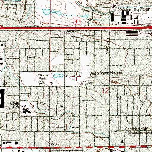 Topographic Map of Washington Heights Park, CO