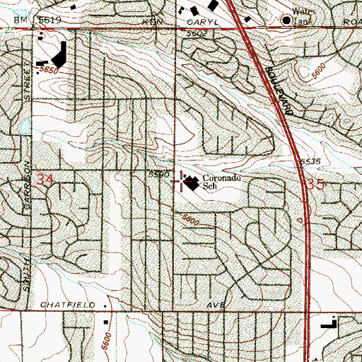 Topographic Map of Coronado Elementary School, CO