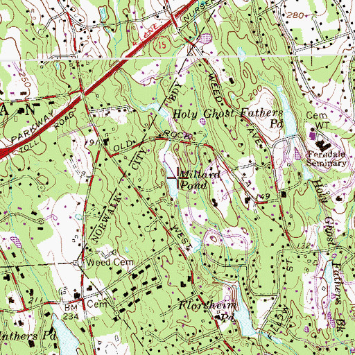 Topographic Map of Millard Pond, CT