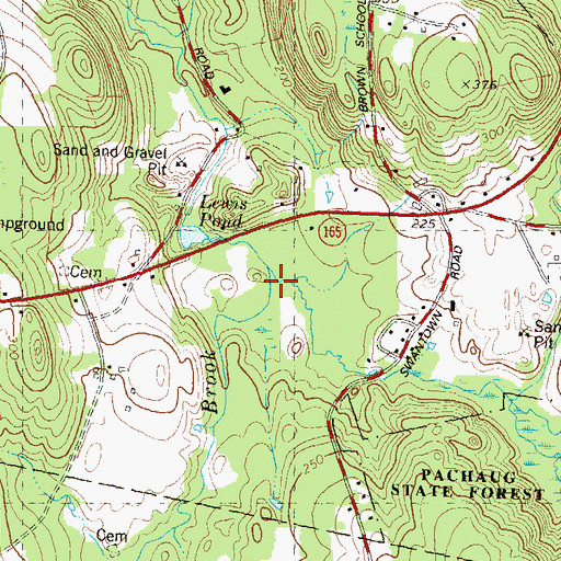 Topographic Map of Miller Brook, CT