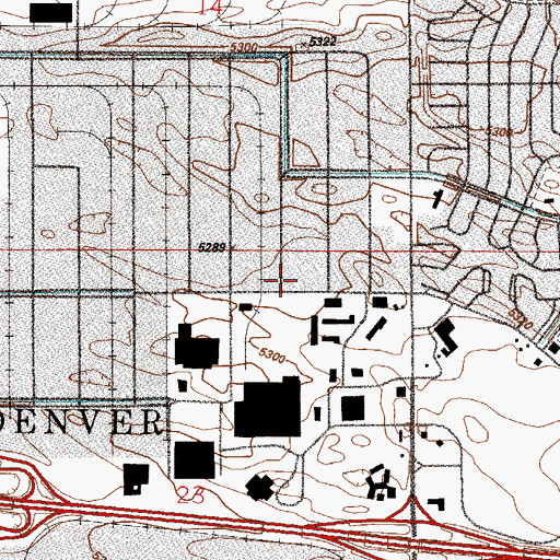 Topographic Map of Montbello Post Office, CO