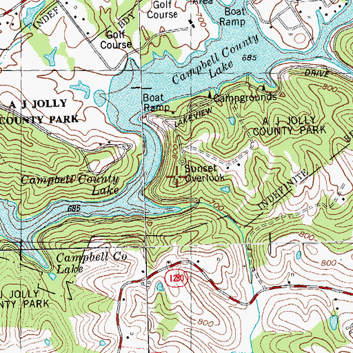 Topographic Map of Sunset Overlook, KY