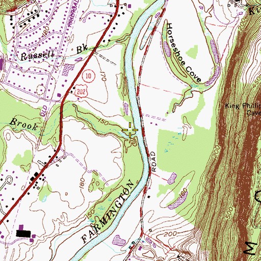 Topographic Map of Minister Brook, CT